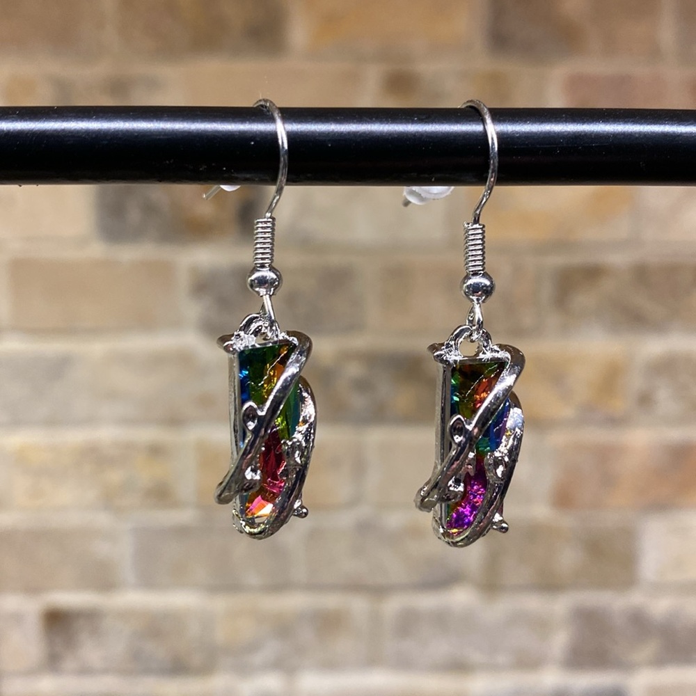 Silver Crystal and Cubic Zirconia Multi colored Earrings New